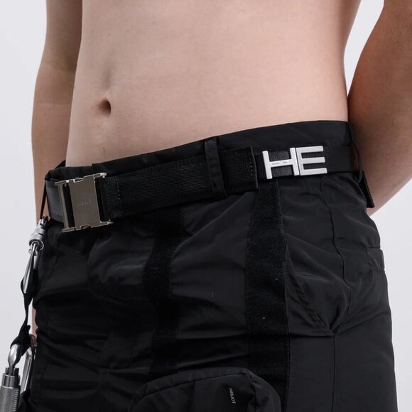 Heliot Emil Black Canvas Logo Belt - Picture 1 of 7